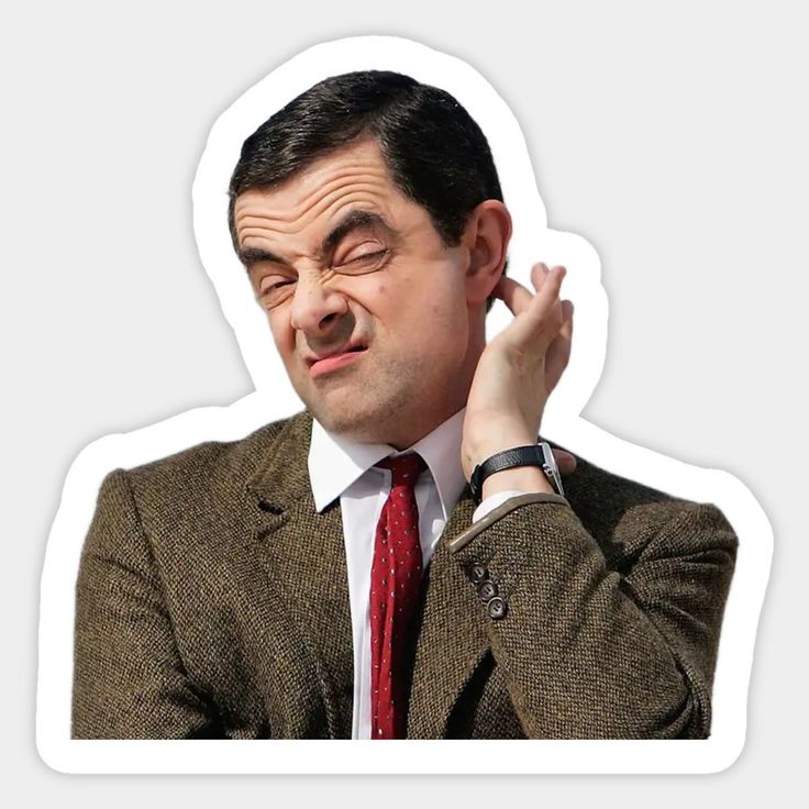 Mr. Bean looking confused sticker